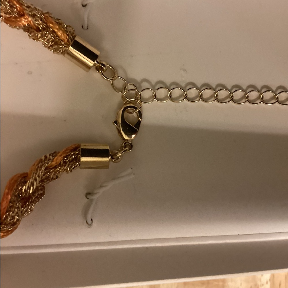 Piper K Faux Gold Stacked Braided Necklace 16+3” - Picture 5 of 7